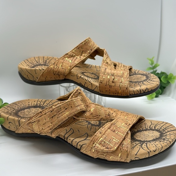 Vionic Lauren Cognac Brown Cork Slide Sandals Women's Size 7 - Picture 2 of 6
